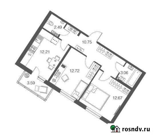 2-комнатная квартира, 54 м², 1/4 эт. на продажу в Токсово Токсово - изображение 1