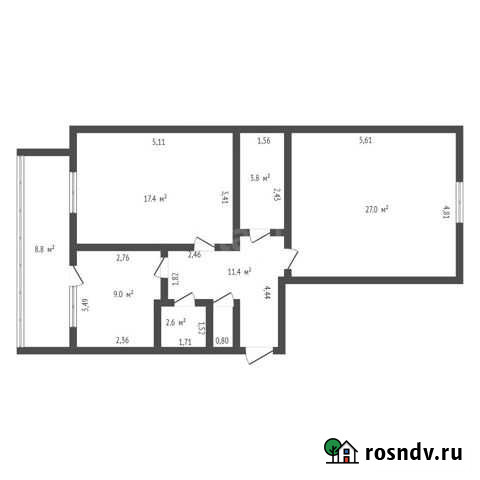 2-комнатная квартира, 81.2 м², 2/12 эт. на продажу в Благовещенске Амурской области Благовещенск - изображение 1