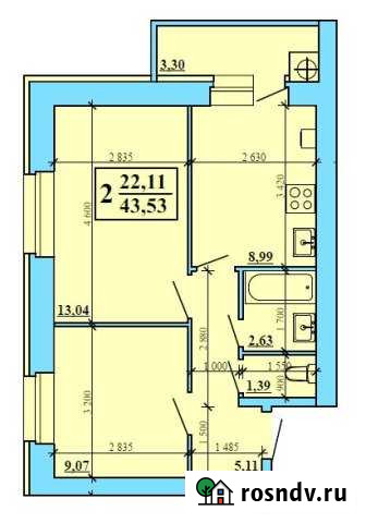 2-комнатная квартира, 43.5 м², 7/9 эт. на продажу в Рязани Рязань - изображение 1