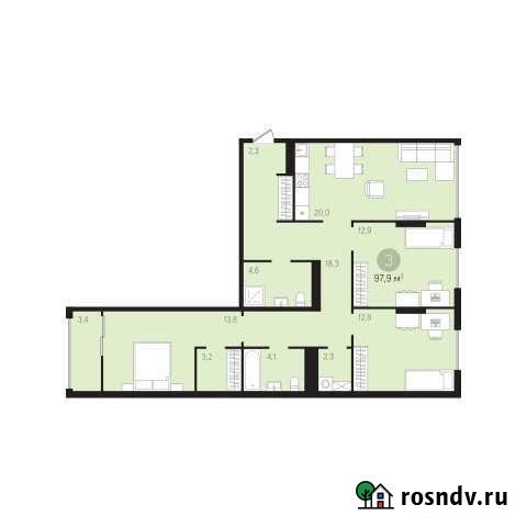 3-комнатная квартира, 98 м², 4/10 эт. на продажу в Тюмени Тюмень - изображение 1