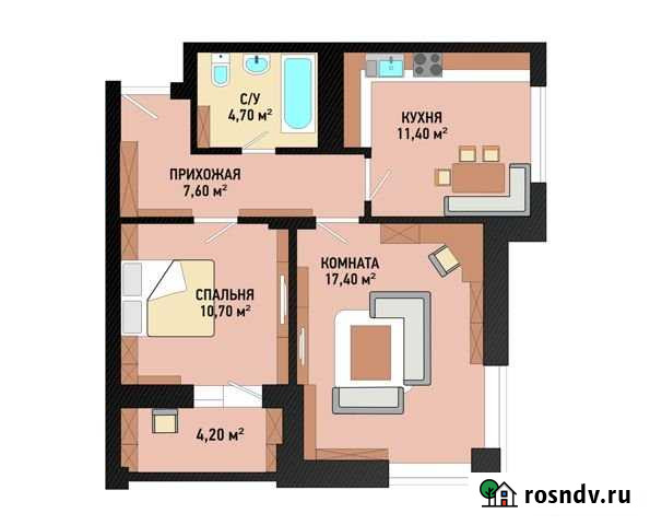 2-комнатная квартира, 56 м², 9/16 эт. на продажу в Волгограде Волгоград - изображение 1