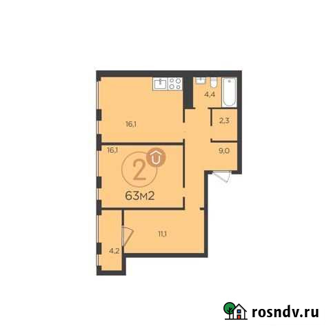 2-комнатная квартира, 63.1 м², 11/16 эт. на продажу в Екатеринбурге Екатеринбург - изображение 1