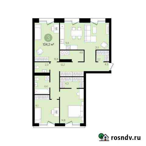 3-комнатная квартира, 104.1 м², 5/5 эт. на продажу в Новосибирске Новосибирск