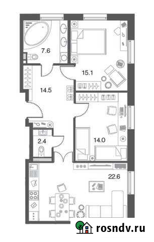 2-комнатная квартира, 76.2 м², 1/4 эт. на продажу в Сестрорецке Сестрорецк - изображение 1