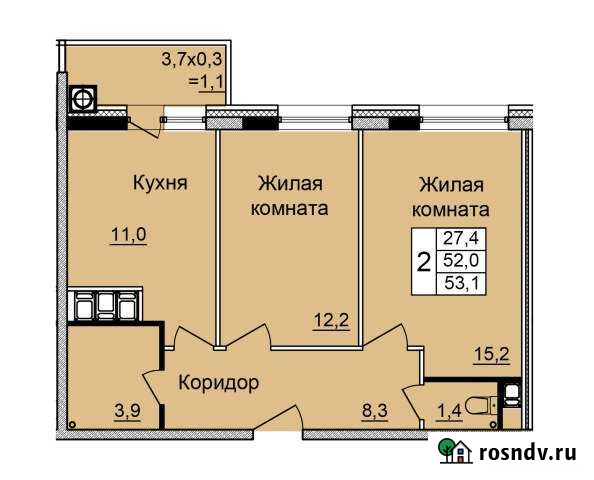 2-комнатная квартира, 53.1 м², 1/12 эт. на продажу в Волгограде Волгоград - изображение 1