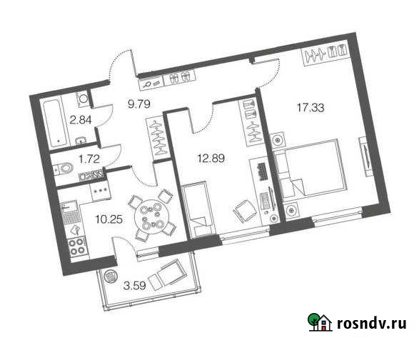 2-комнатная квартира, 54.7 м², 1/4 эт. на продажу в Токсово Токсово - изображение 1