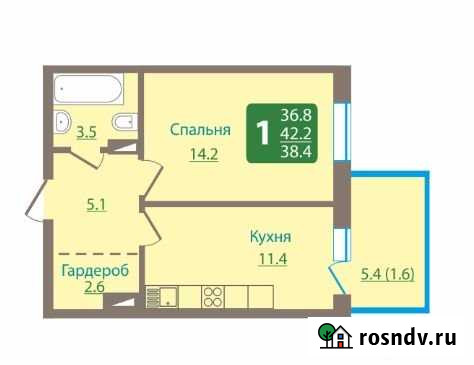 1-комнатная квартира, 38.4 м², 2/16 эт. на продажу в Новосибирске Новосибирск - изображение 1