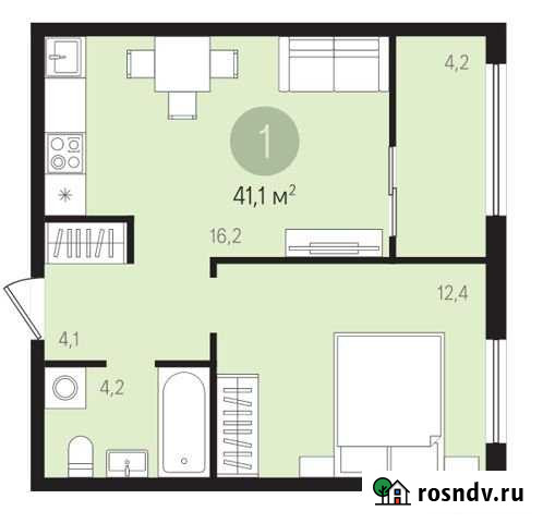 1-комнатная квартира, 41.1 м², 1/10 эт. на продажу в Тюмени Тюмень - изображение 1