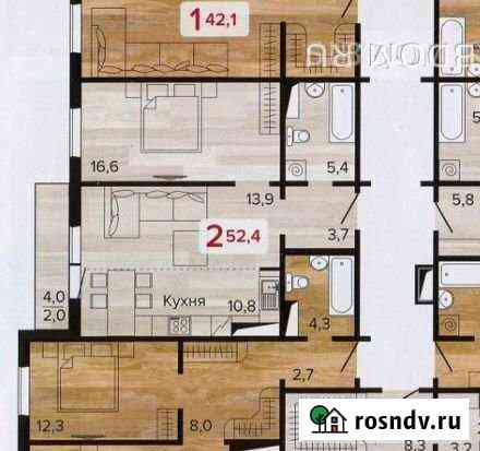 2-комнатная квартира, 52.4 м², 4/17 эт. на продажу в Красноярске Красноярск