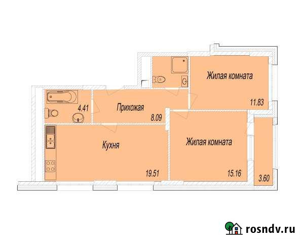 2-комнатная квартира, 64.4 м², 24/25 эт. на продажу в Мытищах Мытищи - изображение 1