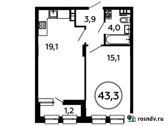 1-комнатная квартира, 43.3 м², 3/16 эт. на продажу в Коммунарке Коммунарка - изображение 1