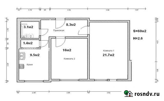 2-комнатная квартира, 43 м², 5/5 эт. на продажу в Цимлянске Цимлянск - изображение 1