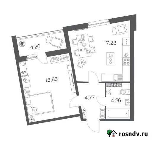 1-комнатная квартира, 42.9 м², 4/4 эт. на продажу в Токсово Токсово - изображение 1