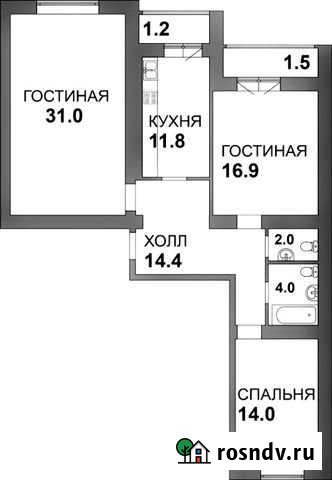 3-комнатная квартира, 99 м², 2/13 эт. на продажу в Калининграде Калининград - изображение 1