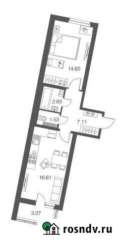 1-комнатная квартира, 42.6 м², 3/4 эт. на продажу в Токсово Токсово - изображение 1