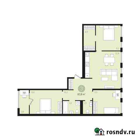 3-комнатная квартира, 83.8 м², 4/7 эт. на продажу в Екатеринбурге Екатеринбург