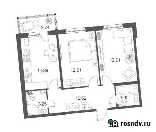 2-комнатная квартира, 56.9 м², 1/4 эт. на продажу в Токсово Токсово - изображение 1