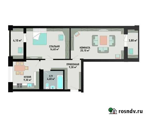 2-комнатная квартира, 67.8 м², 9/16 эт. на продажу в Волгограде Волгоград - изображение 1