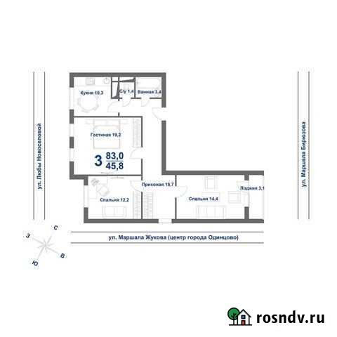 3-комнатная квартира, 83 м², 7/25 эт. на продажу в Одинцово Одинцово - изображение 1