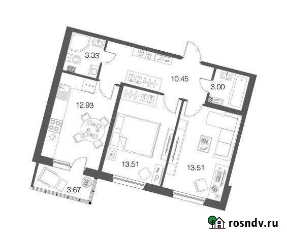 2-комнатная квартира, 57 м², 1/4 эт. на продажу в Токсово Токсово - изображение 1