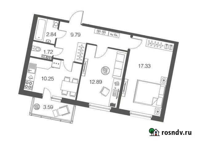 2-комнатная квартира, 54.9 м², 1/4 эт. на продажу в Токсово Токсово - изображение 1