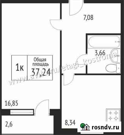 1-комнатная квартира, 37.2 м², 9/9 эт. на продажу в Костроме Кострома