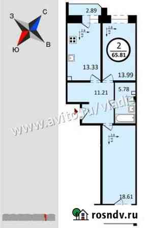 2-комнатная квартира, 65.8 м², 10/17 эт. на продажу во Владимире Владимир
