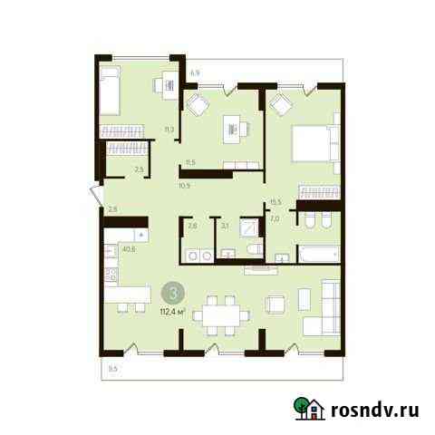 3-комнатная квартира, 123.8 м², 9/10 эт. на продажу в Тюмени Тюмень