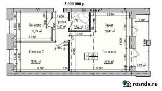 3-комнатная квартира, 69.7 м², 3/4 эт. на продажу в Пригородном Оренбургской области Пригородный