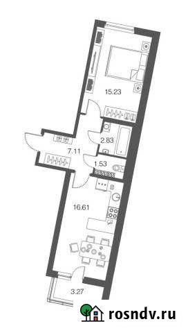 1-комнатная квартира, 43.3 м², 3/4 эт. на продажу в Токсово Токсово - изображение 1