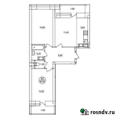3-комнатная квартира, 60.9 м², 9/18 эт. на продажу в Люберцах Люберцы