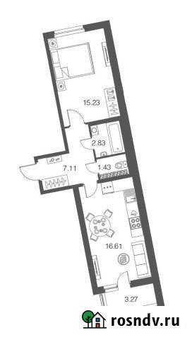 1-комнатная квартира, 43.3 м², 4/4 эт. на продажу в Токсово Токсово - изображение 1