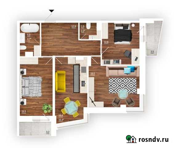 3-комнатная квартира, 82.5 м², 12/16 эт. на продажу в Волгограде Волгоград - изображение 1
