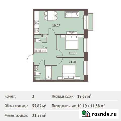 2-комнатная квартира, 55.8 м², 1/6 эт. на продажу в Балашихе Балашиха - изображение 1