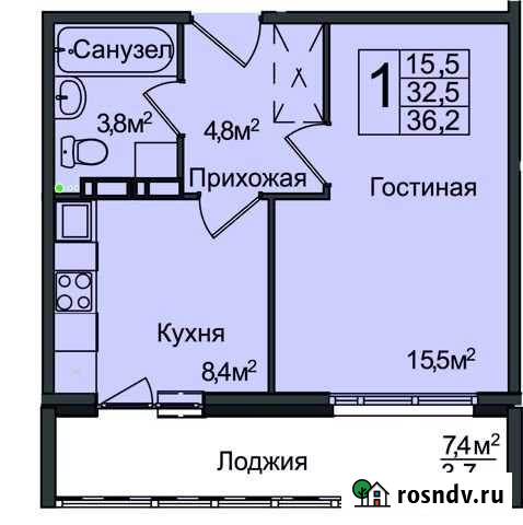 1-комнатная квартира, 36.2 м², 8/17 эт. на продажу в Новосибирске Новосибирск - изображение 1