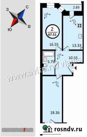 2-комнатная квартира, 67.5 м², 15/17 эт. на продажу во Владимире Владимир