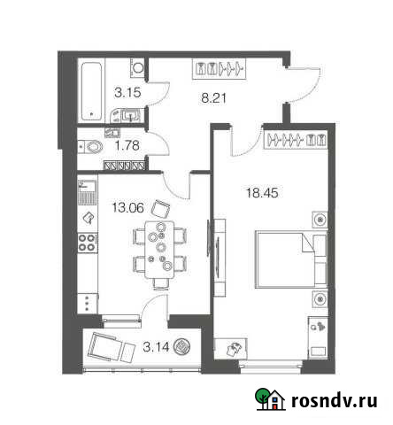 1-комнатная квартира, 44.7 м², 3/4 эт. на продажу в Токсово Токсово - изображение 1