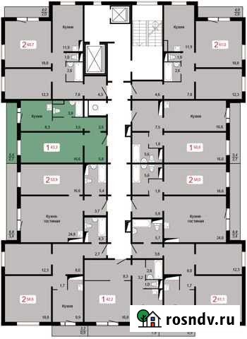 1-комнатная квартира, 43.3 м², 8/17 эт. на продажу в Красноярске Красноярск - изображение 1