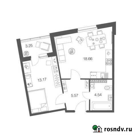 1-комнатная квартира, 41.9 м², 4/4 эт. на продажу в Токсово Токсово - изображение 1