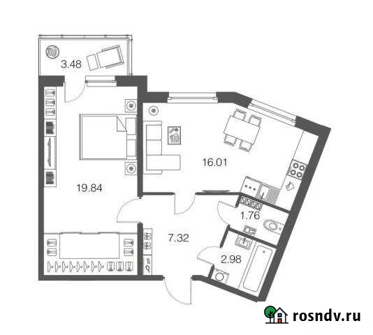1-комнатная квартира, 48 м², 3/4 эт. на продажу в Токсово Токсово - изображение 1