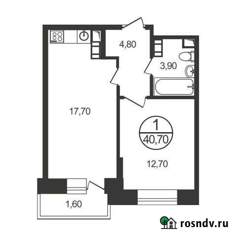 1-комнатная квартира, 40.7 м², 7/18 эт. на продажу в Люберцах Люберцы - изображение 1