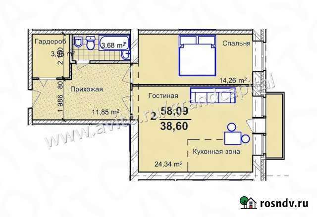 2-комнатная квартира, 59.4 м², 5/7 эт. на продажу в Ульяновске Ульяновск - изображение 1