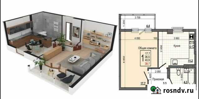 1-комнатная квартира, 39 м², 5/10 эт. на продажу в Грэсовском Грэсовский - изображение 1