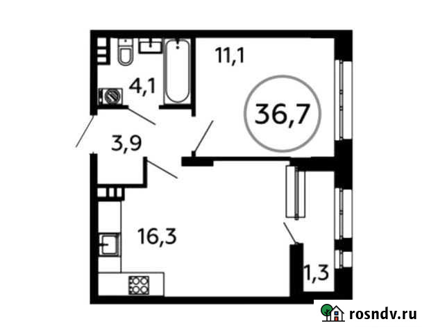1-комнатная квартира, 36.7 м², 3/16 эт. на продажу в Коммунарке Коммунарка - изображение 1