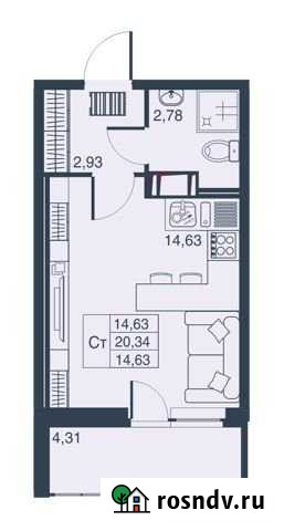 Квартира-студия, 20.3 м², 19/19 эт. на продажу в Мурино Мурино - изображение 1