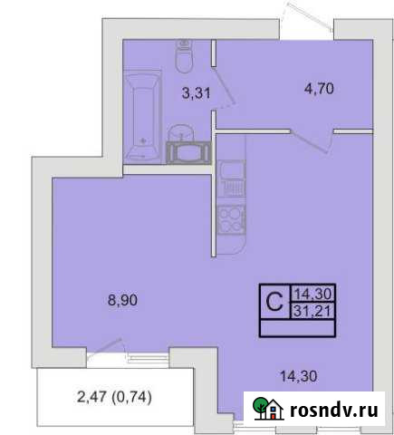 Квартира-студия, 31.2 м², 2/4 эт. на продажу в Щеглово Щеглово - изображение 1