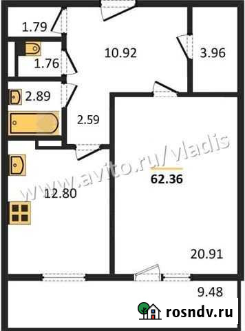 1-комнатная квартира, 62.4 м², 6/15 эт. на продажу во Владимире Владимир - изображение 1