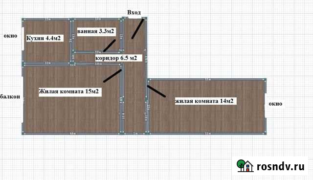 2-комнатная квартира, 44 м², 4/5 эт. на продажу в Батайске Батайск - изображение 1