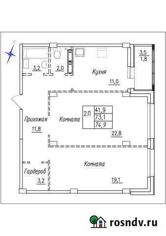 2-комнатная квартира, 73.1 м², 18/18 эт. на продажу в Сургуте Ханты-Мансийского АО Сургут - изображение 1