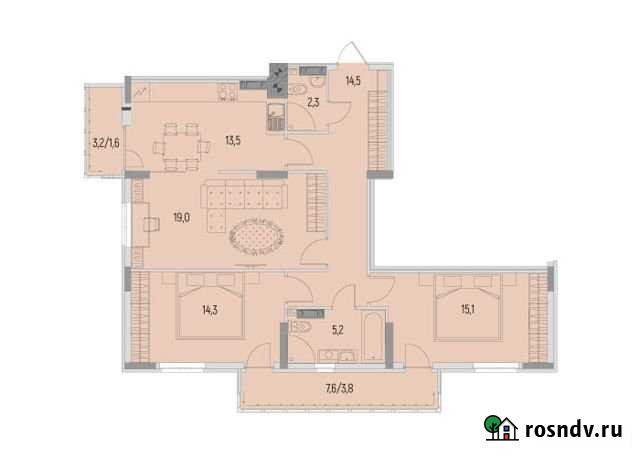 3-комнатная квартира, 89.3 м², 6/6 эт. на продажу в Калининграде Калининград - изображение 1